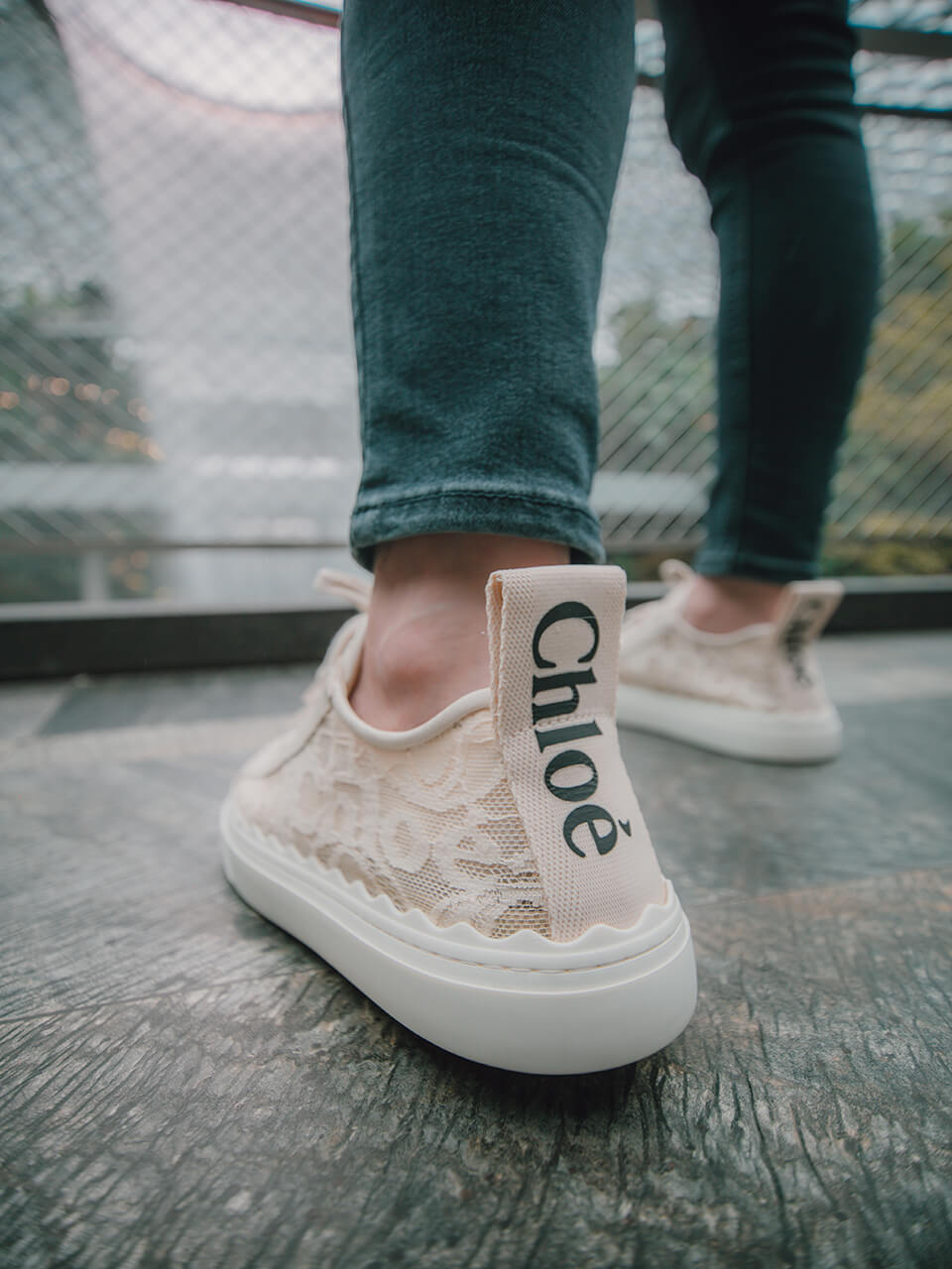 Chloé Lauren Sneakers in lace (Mild Beige)